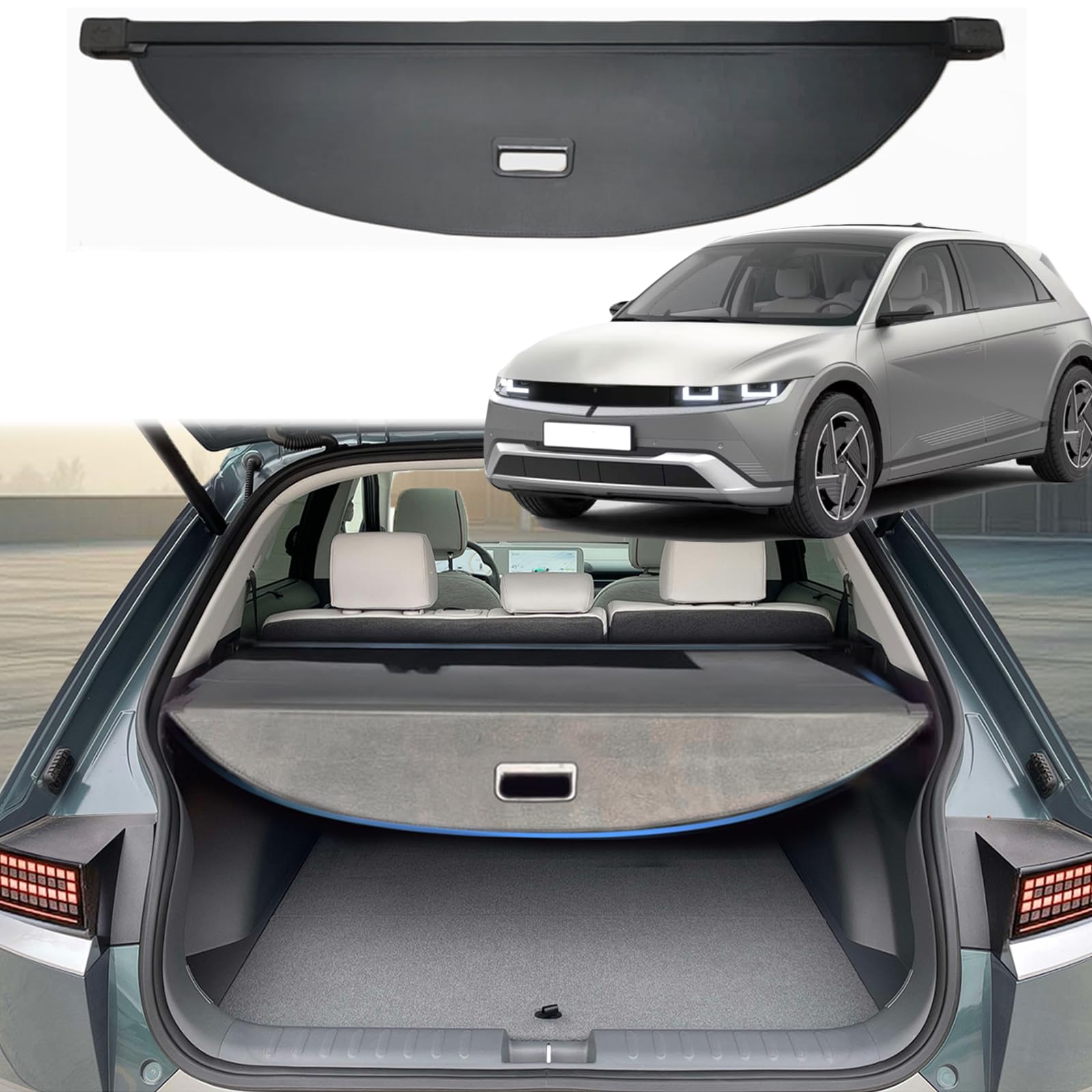 Cargo Cover for Hyundai Ioniq 5 Accessories 2026 2025-2022, Leather Retractable Trunk Cover Security Shielding Shade for Ioniq 5 Accessories Privacy Screen Luggage Shield Shade