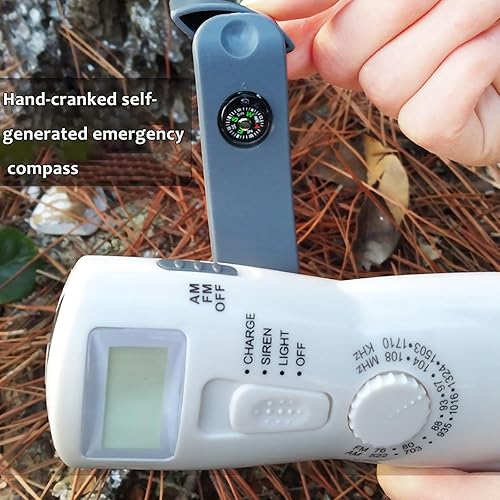 Miniatura 4 de Banco de energía de manivela con linterna LED, generador manual portátil, cargador de emergencia, fuente de alimentación solar y recargable por USB