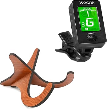 WOGOD Ukulele Stand Instrument Stand Folding Portable Stand and Guitar Tuner Clip on Ukulele Violin Tuner