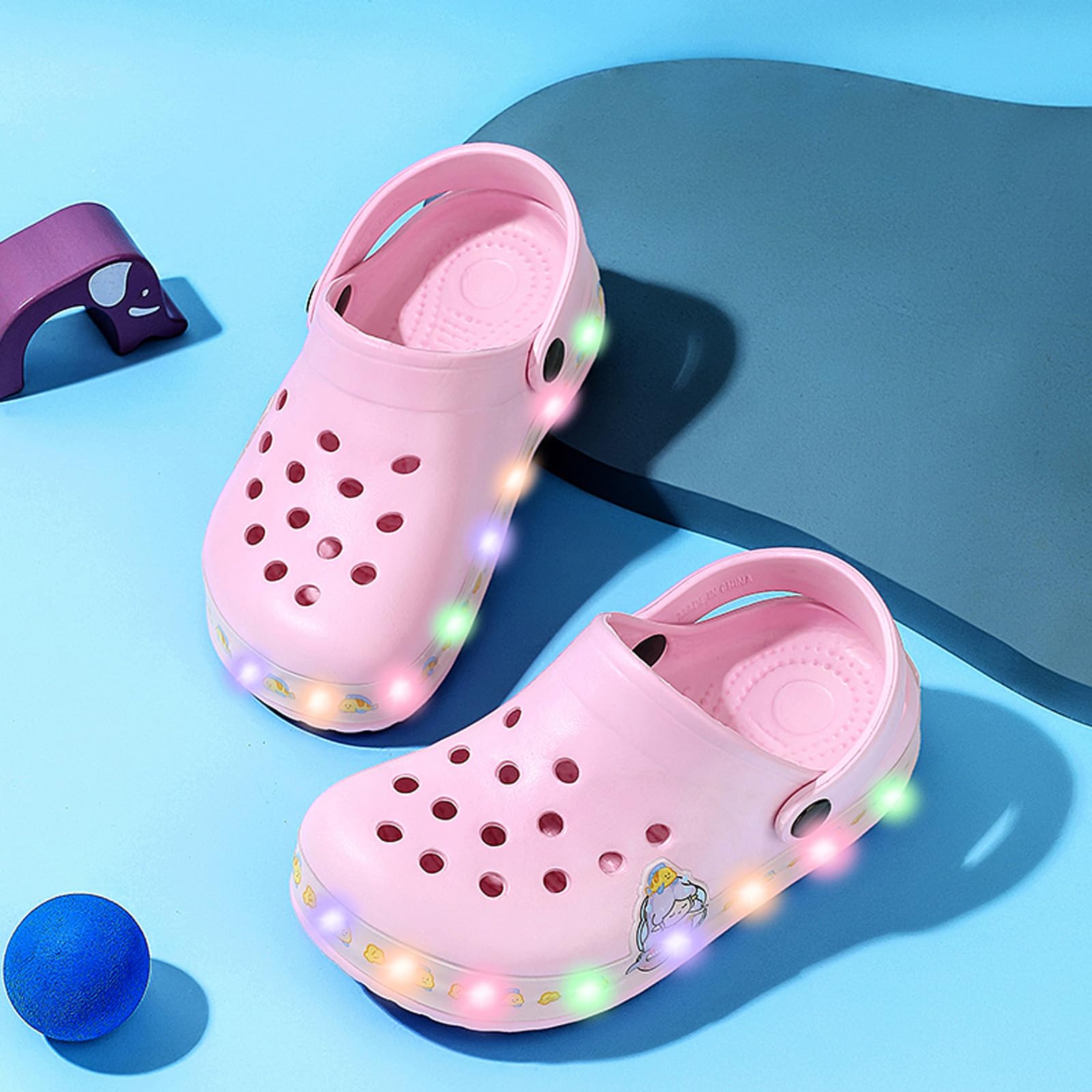 Bambini LED Zoccoli Ragazzi Pantofole Ragazze Carino Scarpe da Giardino Traspirante Leggero Sandali Scarpe da Bagno Antiscivolo EU 24-35