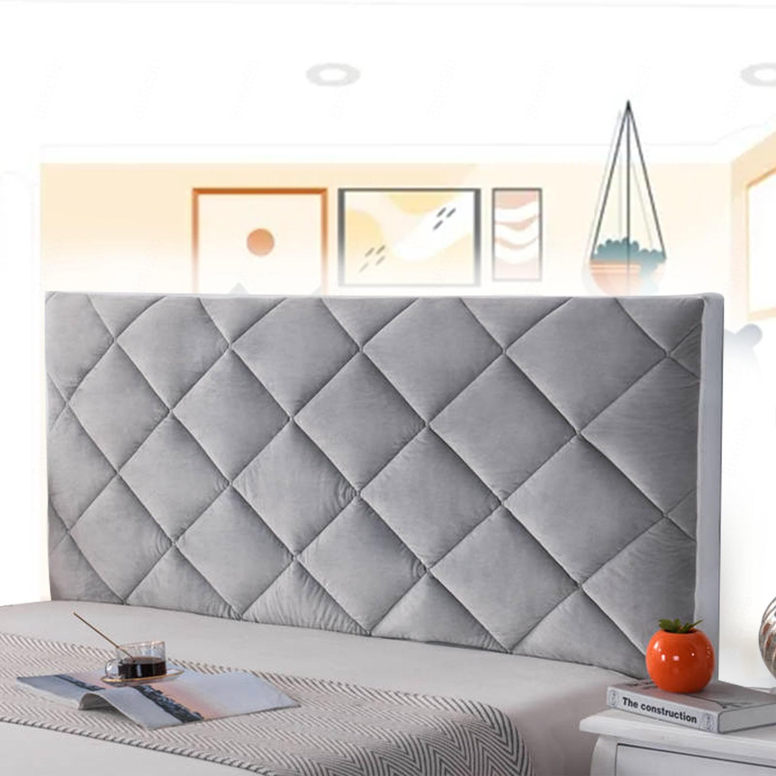 Fodera Copri Testiera del Letto Matrimoniale Copri Testata Letto Singolo Imbottita Copritestiera Letto Matrimoniale Copertura Fodera Cover Addensare AntiGraffio Cuscino,grey-190cm