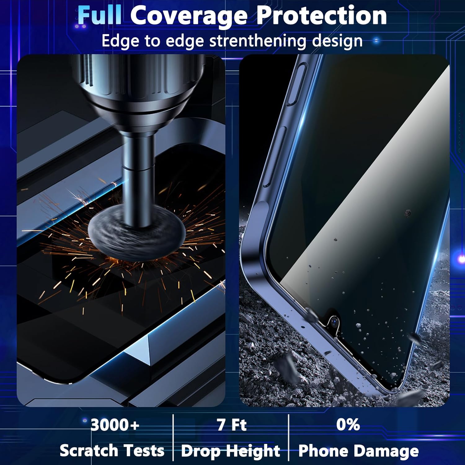 شاشة حماية خصوصية مطورة من الزجاج المقوى 9H مضادة للتجسس 25 در... - view 4