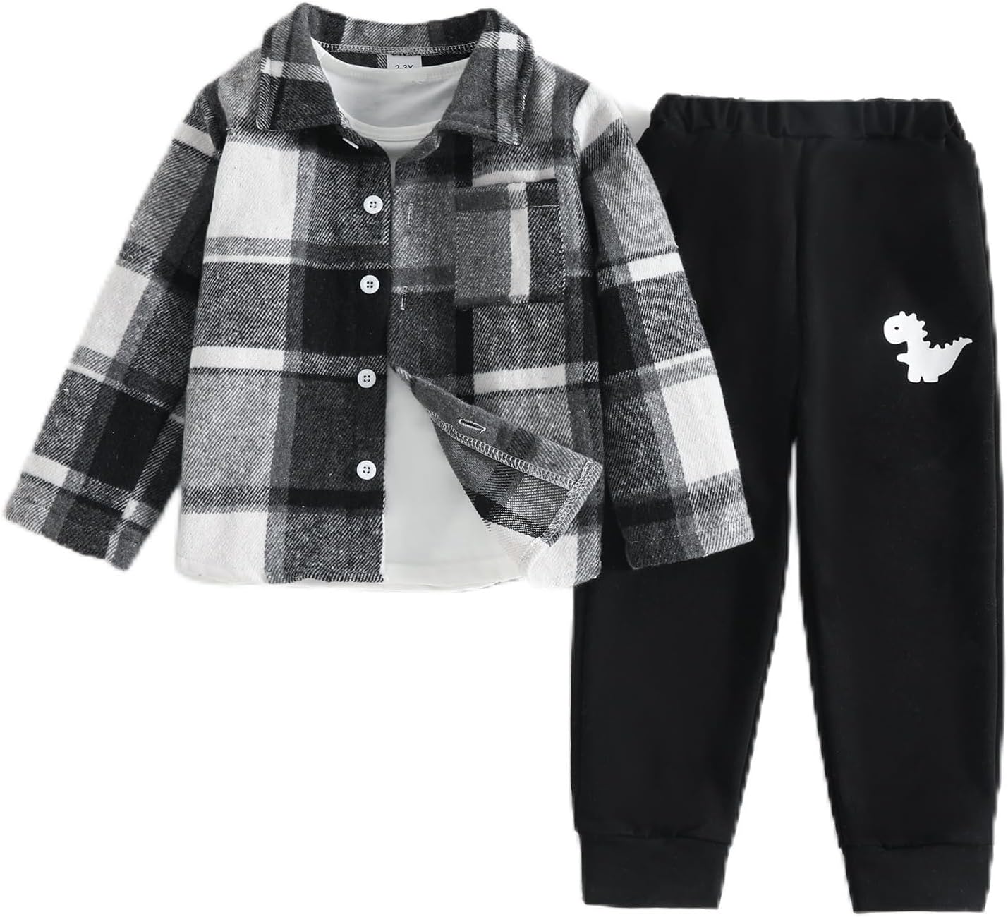 Ayzozuy Toddler Boy Clothes Button Down Plaid Sweatshirt Pants 2PCS Boy Winter Fall Outfits Set