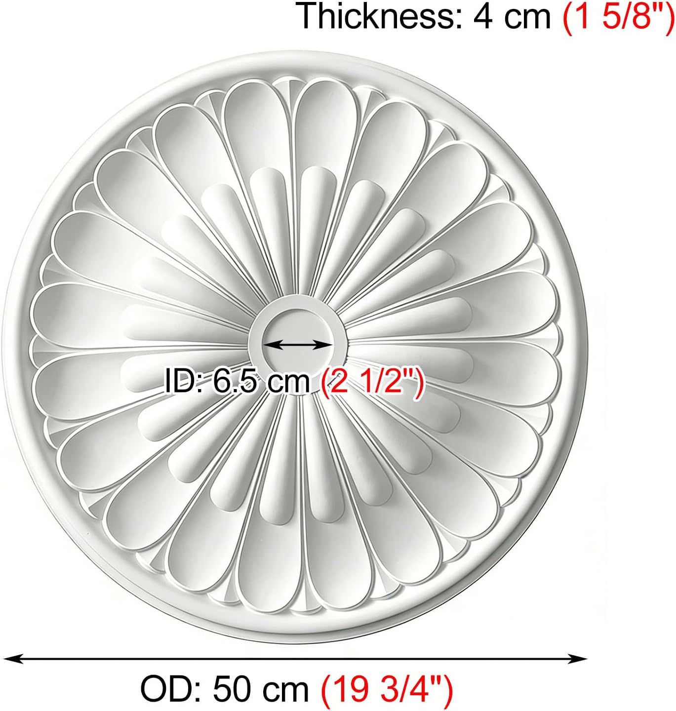 Paintable Decorative Ceiling Rose, Classic Floral Ceiling Medallion for Light Fixture, Large Chandeliers Medallions, Elegant Home Decor(Style-B 50cm(19 3/4"))