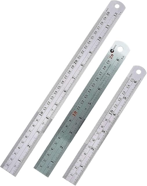 Dapetz ® 3 Pcs Stainless Steel Ruler, Metal Ruler Set Precision Ruler Kit Including 12 Inch, 6 Inch and 8 Inch Ruler Metric and Imperial for Engineers for Easy Measurements.