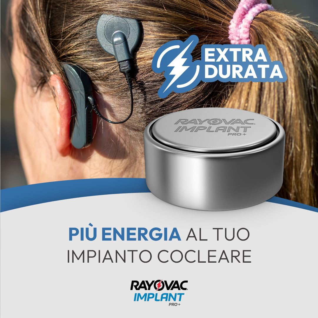 Pilas Rayovac Implant Pro+ 675I para implantes cocleares, tecnología Zinc-Aire, Larga duración, sin Mercurio ni cadmio (90 Pilas para implantes cocleares Rayovac)