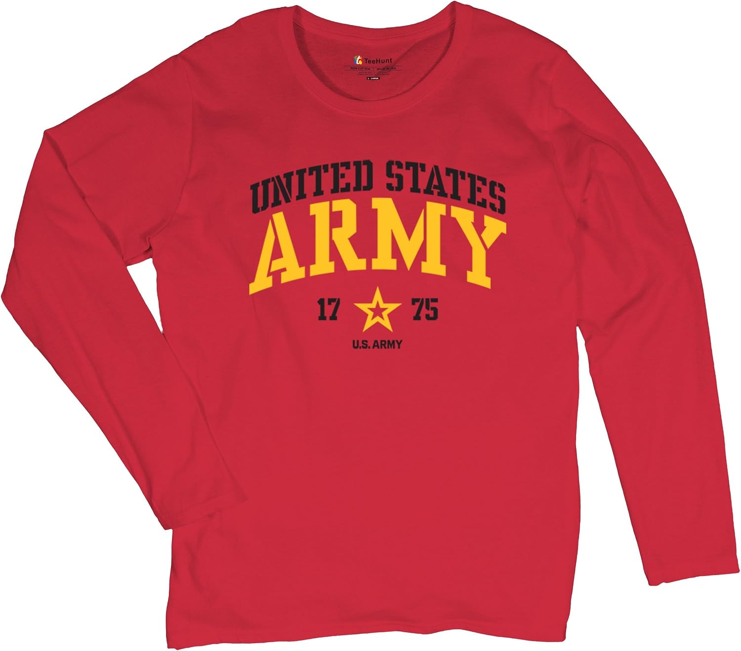 United States Army Strong Women's Long Sleeve T-Shirt US Military Pride Veteran DD 214 Patriotic Armed Forces Gear Licensed