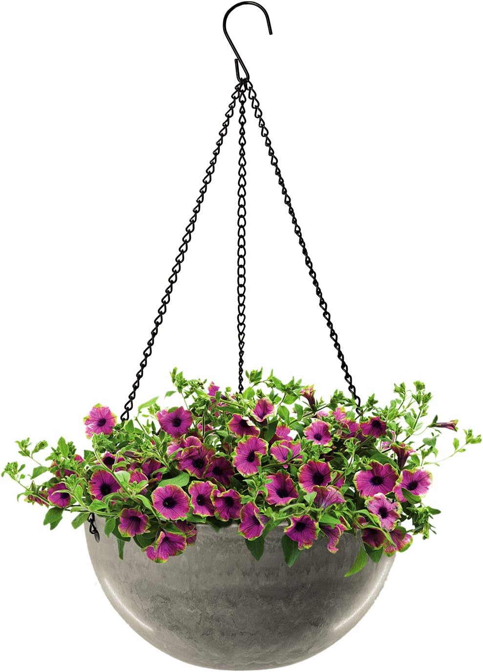 wiwoo Hanging Planters for Indoor Plants, 10 Inch Hanging Basket Flowers Pot with Drainage Hole and Plugs for Outdoor Balcony Patio House Garden Decoration, Marble Pattern - Brown