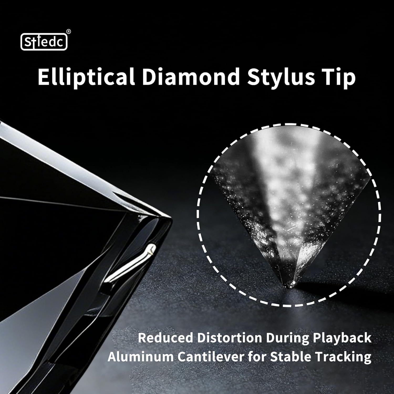 Turntable Replacement Stylus for 2M Black Cartridge, Elliptical Diamond Stylus Needle, Smooth Tracking & Clear Sound, Easy Install Phono Stylus for Vinyl Record Players