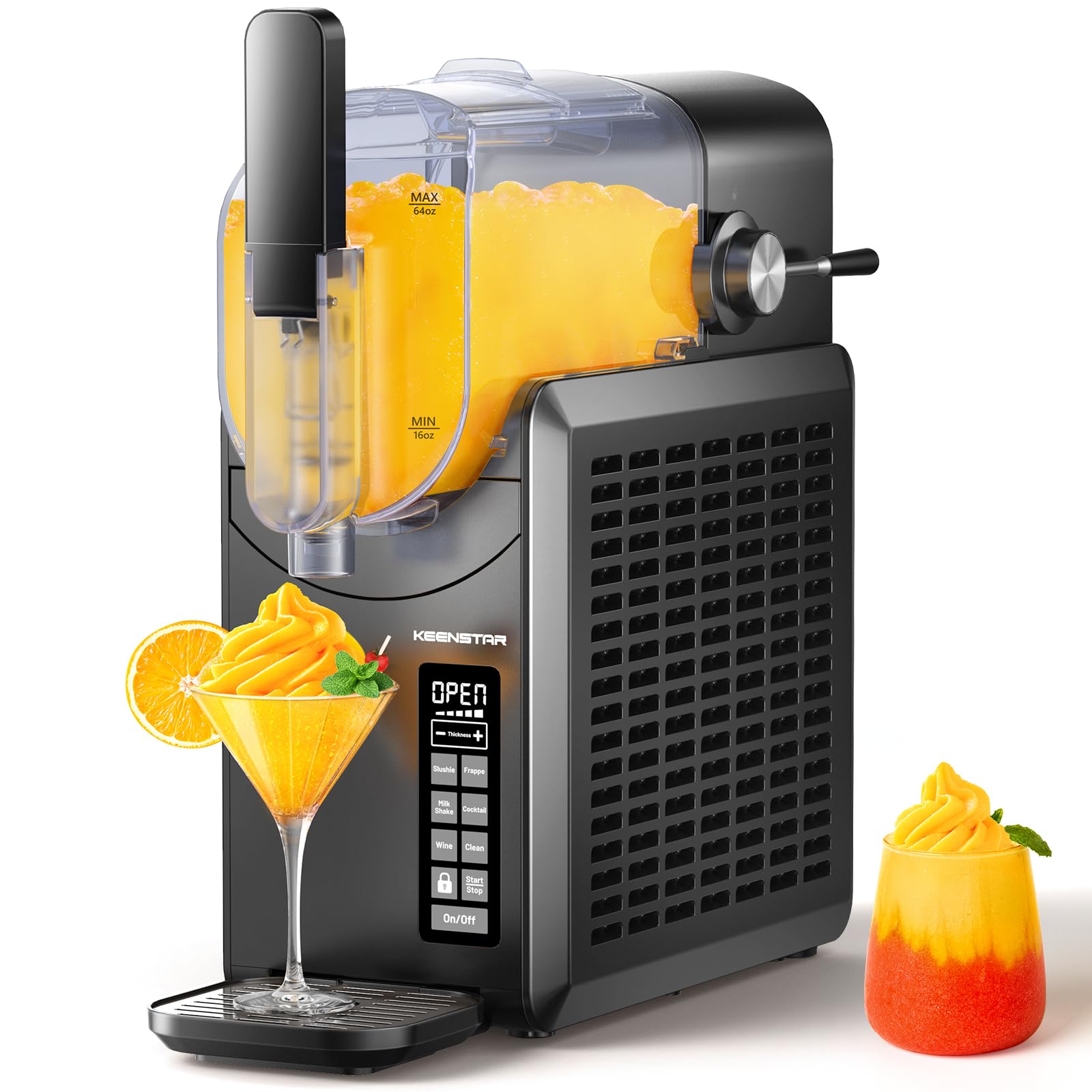 KEENSTAR Slushie Machine, Slushy Machine for Home, Professional Frozen Drink Maker with Self-Cleaning, No Ice Needed, 6 Preset Programs for Margaritas, Frappés, Milk Shake &amp; More