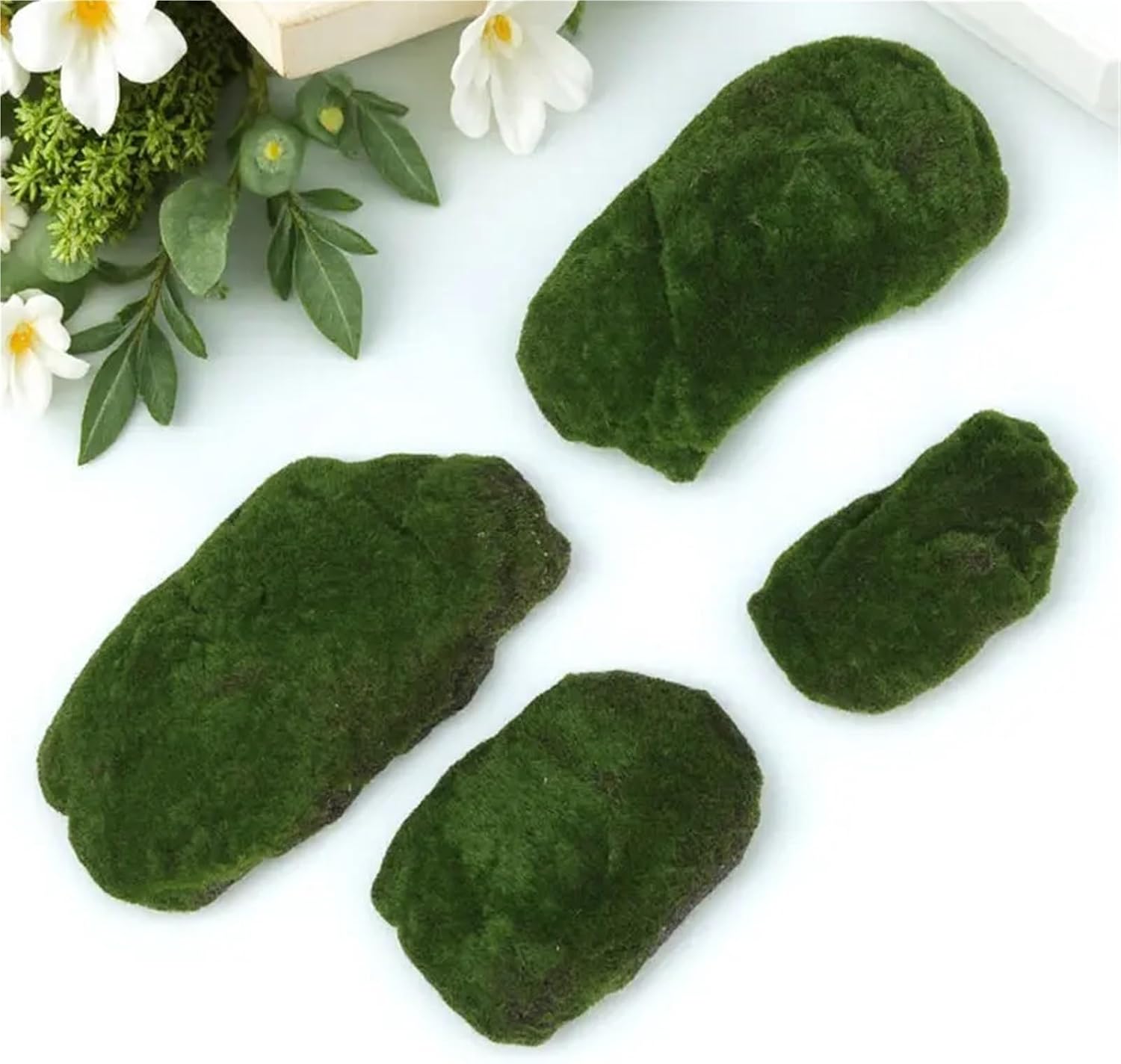 Artificial Moss Rocks Decorative 4 Pcs Fake Moss Stones Decorative Artificial Rocks for Indoor Plants Garden Craft Floral Arrangements and Planter Decoration