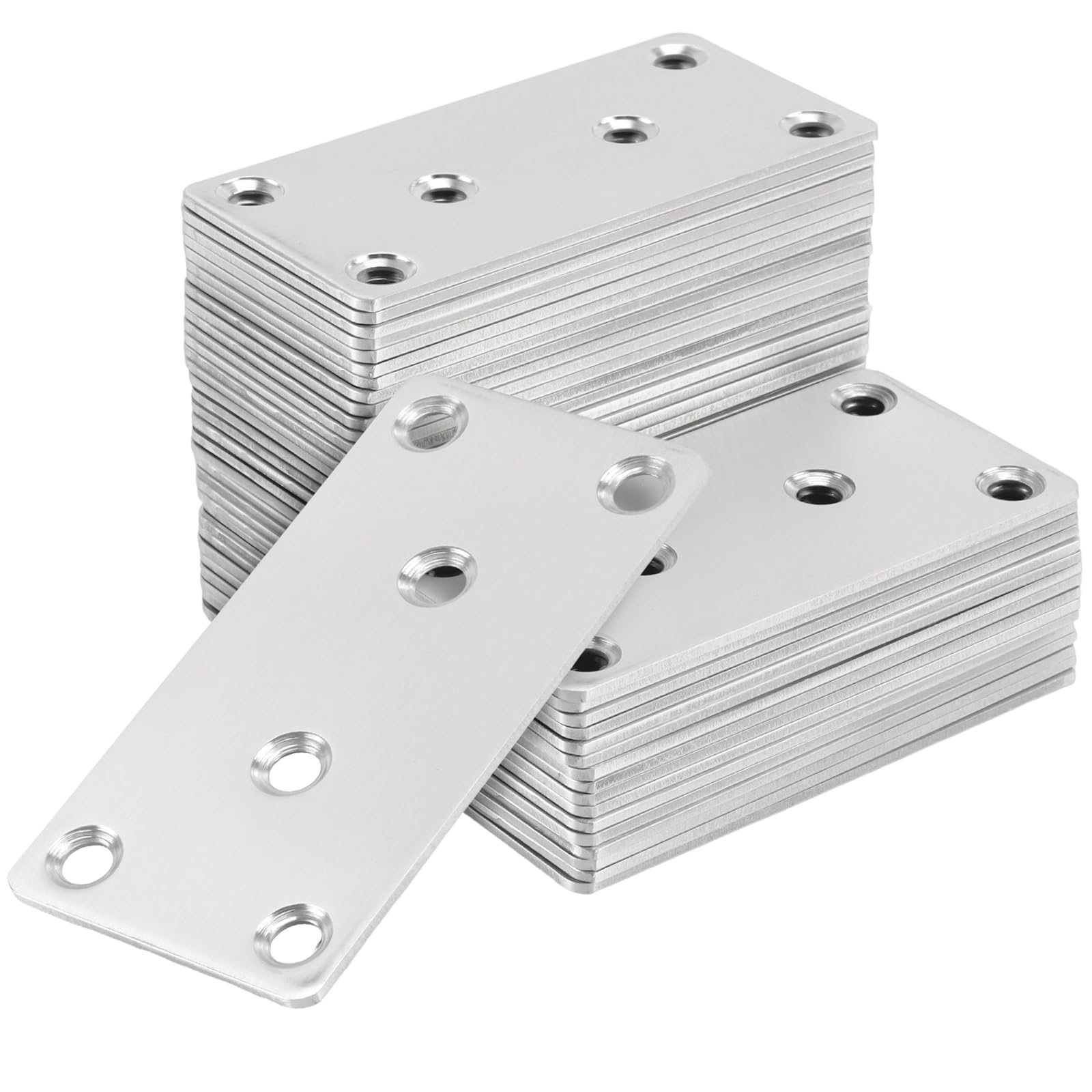 Plaque de jonction plate métal 80x40x2mm connecteur bois perforé 6 trous x50