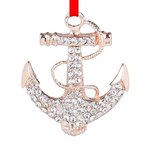 WaaHome Silver Anchor Nautical Christmas Ornament 2026 - Metal Anchor