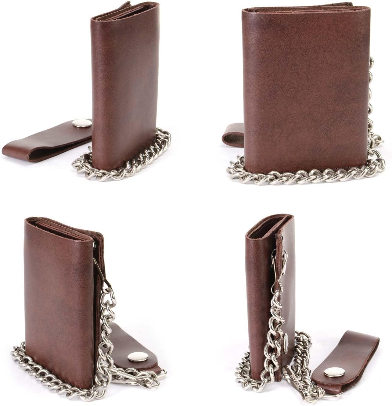 Milwaukee Leather MLW7886 Men's 4” Antique Brown Leather Biker Tri-Fold Wallet w/Anti-Theft Stainless Steel Chain - 4 Inch - Image 6