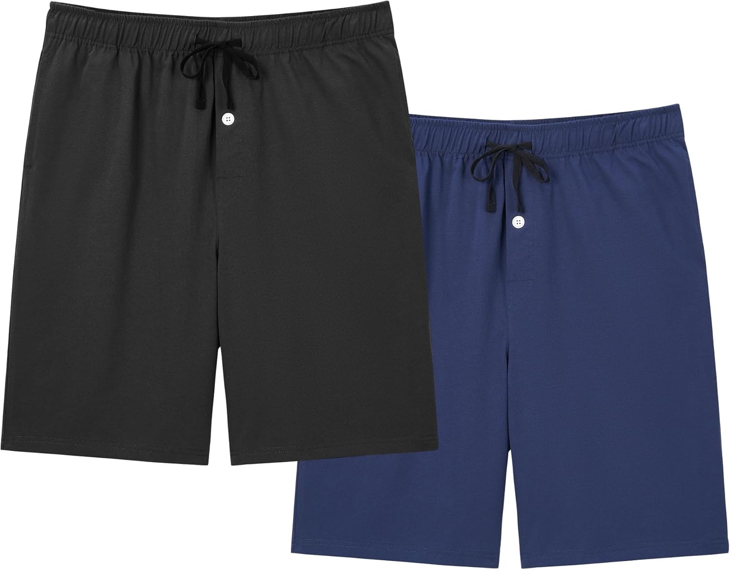 Vulcanodon 2 Pack Mens Cotton Cool Pajama Shorts Soft Breathable Lounge Pants Comfy Sleep Bottoms With Pockets