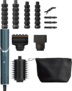 Shark FlexStyle 5-in-1 Air Styler & Hair Dryer, Auto-Wrap Curlers, FrizzFighter Finishing Tool, Oval Brush, Concentrator, Clips & Storage Bag, No Heat Damage HD456TLUK