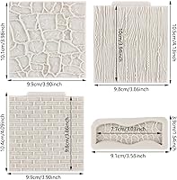 Vista 2 de Diseño de textura de pared de ladrillo, moldes de silicona con textura de piedra, camino de piedra, moldes de fondant, corteza de árbol de grano