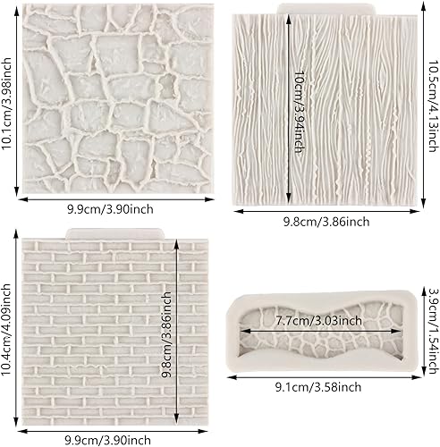 Miniatura 2 de Diseño de textura de pared de ladrillo, moldes de silicona con textura de piedra, camino de piedra, moldes de fondant, corteza de árbol de grano