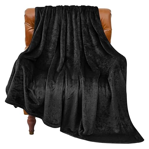 BEDELITE Fleece Blanket Black Throw Blanket for Couch & Bed,