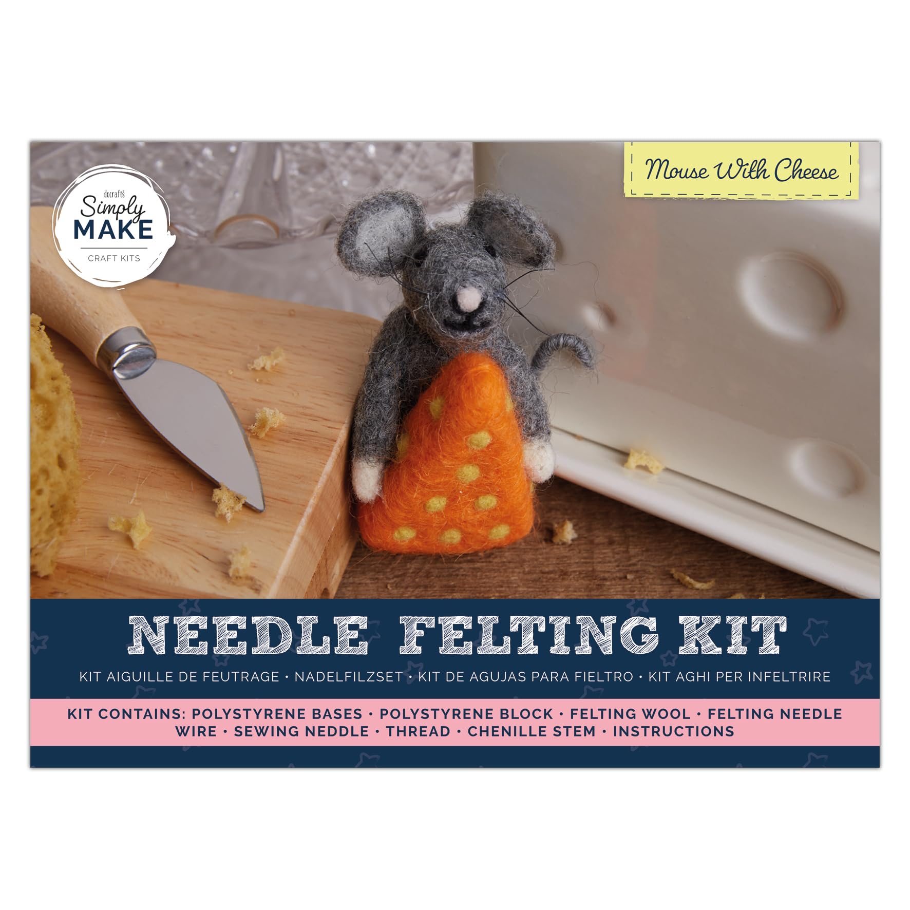 Simply Make Needle Felting Kit Wedding Mouse Duo, Multicoloured, Single Craft Kit, Needle Felting Kit With Felting Needles And Felting Wool, Ideal Needle Felting Kits For Beginners, Fun DIY Craft Kit