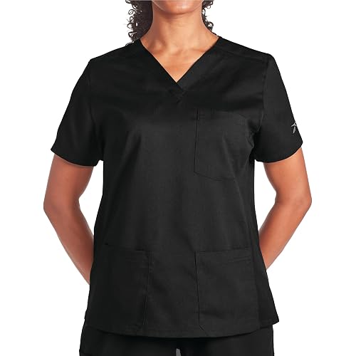 Reebok Womens Scrub Tops - Anti-Odor Uniform Top, Lightweight Stretch V-Neck Medical Scrubs for Women with 4 Utility Pockets