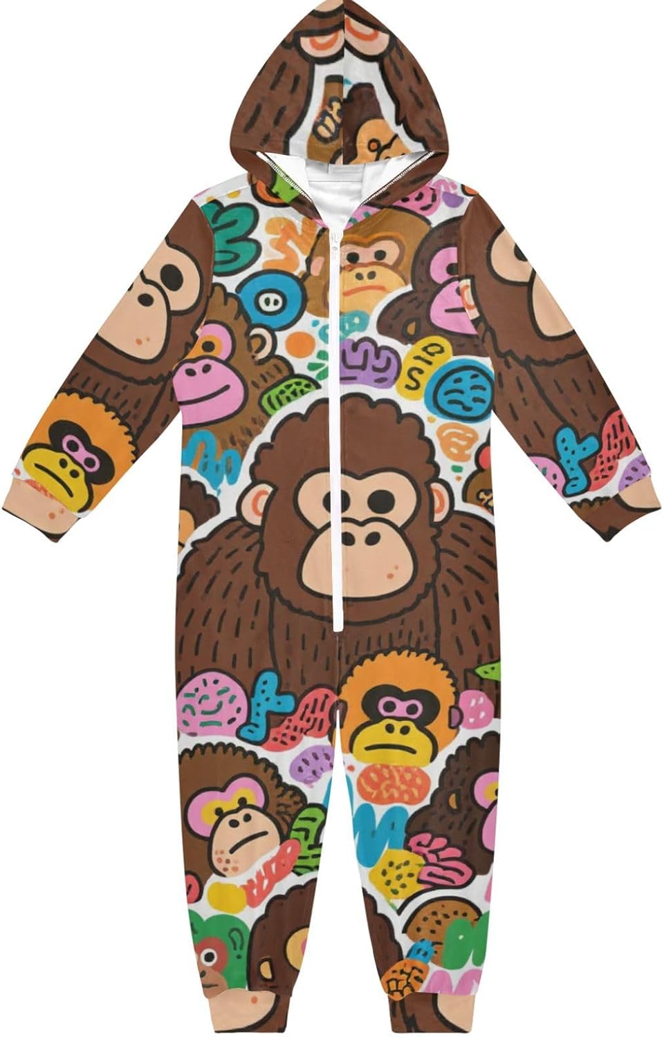 Unisex Onesie Pajamas Zipper Hooded Sleepwear Holiday Loungewear for Parties Sleepovers 4-14Y