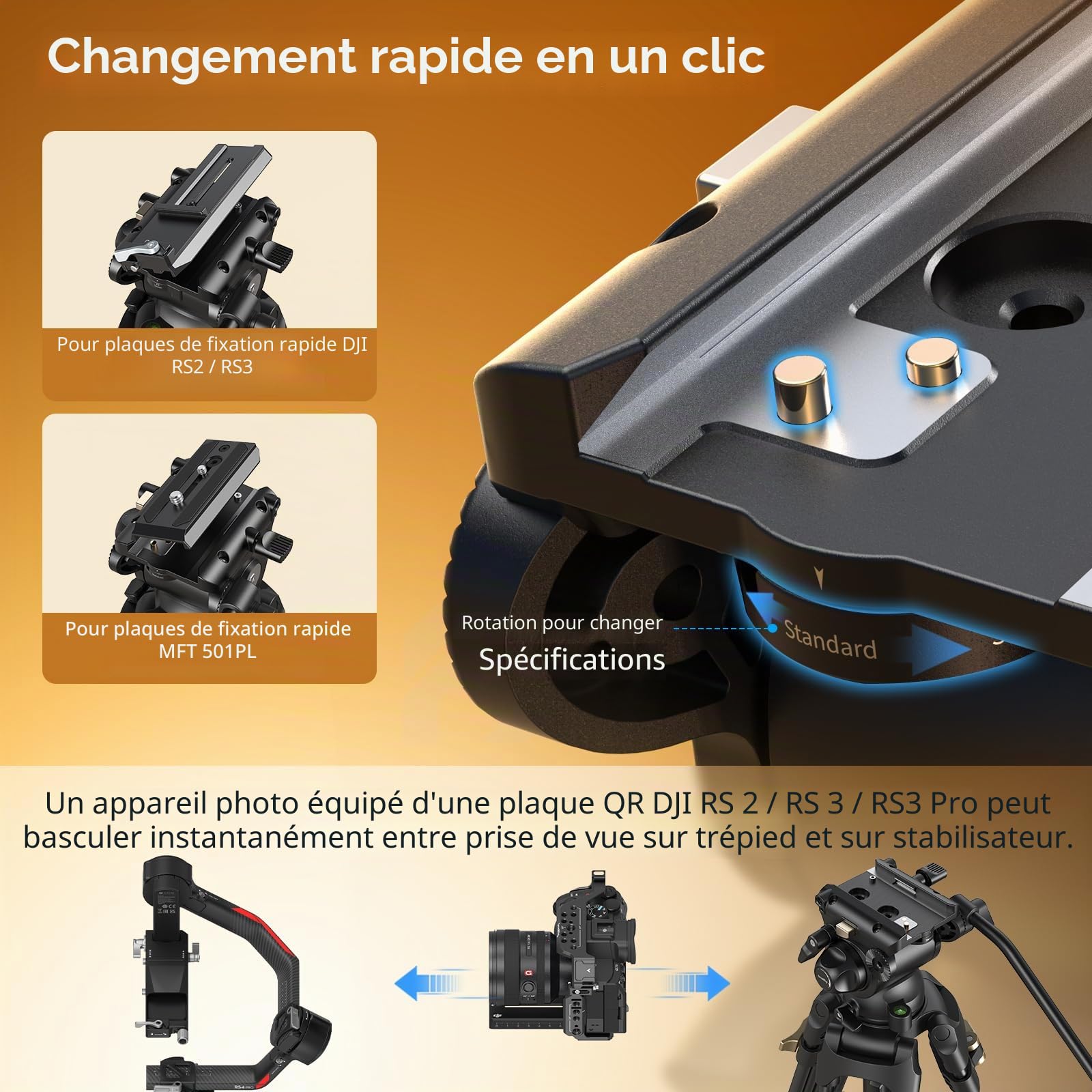 SMALLRIG Trépied Vidéo AD-01S, Robuste de 74 in avec Tête Fluide Panoramique et Inclinable, Plaque de dégagement Rapide à 2 Mode, Charge à 13,2 LB / 6 kg pour DSLR, Caméscope, appareils Photo - 4686