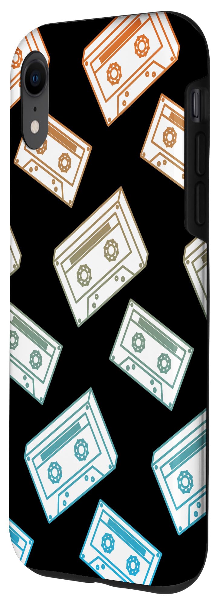 Retro Cassette Pattern Black Graphic Case for iPhone XR - Image 2
