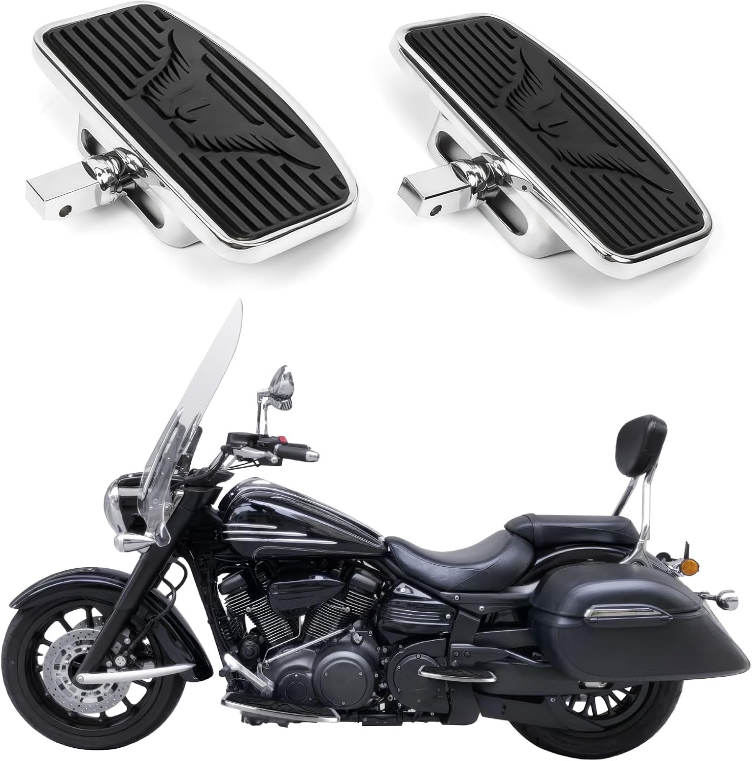 Adjustable Rear Floorboards for Honda Magna 250 750 VTX 1300 1800 Shadow 750 Passenger Foot Pegs for Yamaha V-Star 250 650 1100 1300 V-MAX Foot Padels for Suzuki