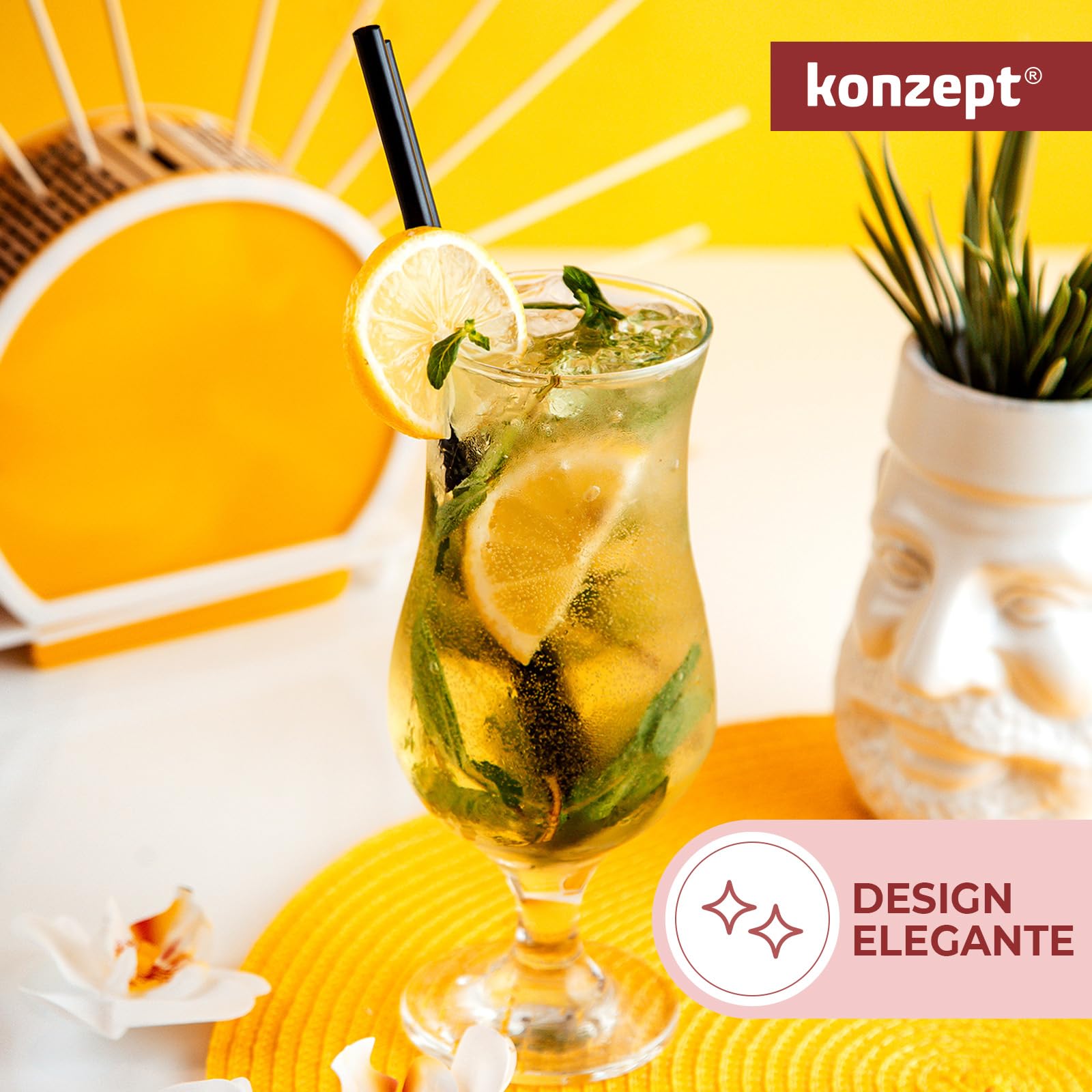 Konzept 11 - Set di 6 bicchieri da cocktail da 460 ml – bicchieri trasparenti da caffè ghiacciato, frappè e bicchieri da long drink – ideali per birra, gelato e coctails