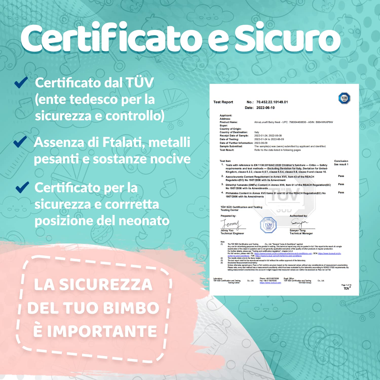 Riduttore Lettino Neonato - Riduttore Culla - 100% Cotone - Nido Da Viaggio - Lavabile In Lavatrice - Cuscino Sfoderabile