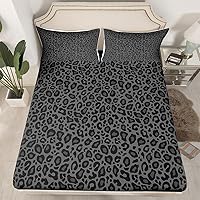 Vista 3 de Juego de ropa de cama con estampado de leopardo, tamaño individual, juego de cama de guepardo africano para decoración de dormitorio