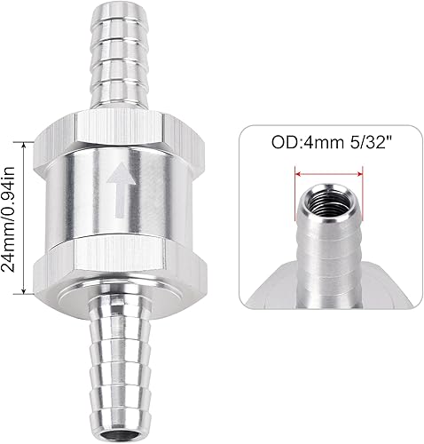 Miniatura 2 de EVIL ENERGY 532 "válvula de retención de combustible unidireccional en línea sin retorno gasolina diesel plata (0.157 in OD, 2PCS)