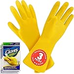 SteadMax 3/6 Pairs Cleaning Gloves, Disposable Natural Rubber Dish Gloves, Reusable Waterproof Latex Non-Slip Dishwashing Gloves for Kitchen and Household (X-Large, 3 Pack)