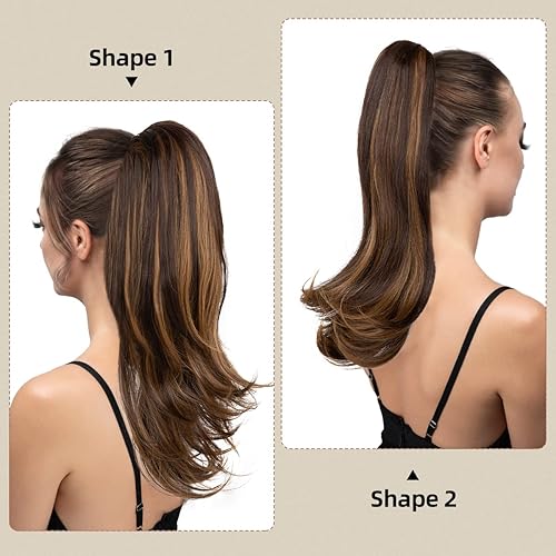 Miniatura 4 de youngways Extensión de cola de caballo con clip, de 18 pulgadas, con cordón, extensiones de cabello para mujer, cola de caballo larga y recta, cola