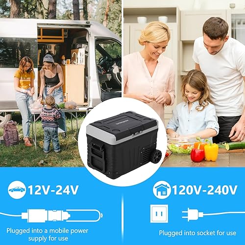 Miniatura 5 de Refrigerador para automóvil, 37 cuartos de galón con doble zona, -4-68 1224V DC y 110-240V CA, congelador portátil de 35 litros para campamento,