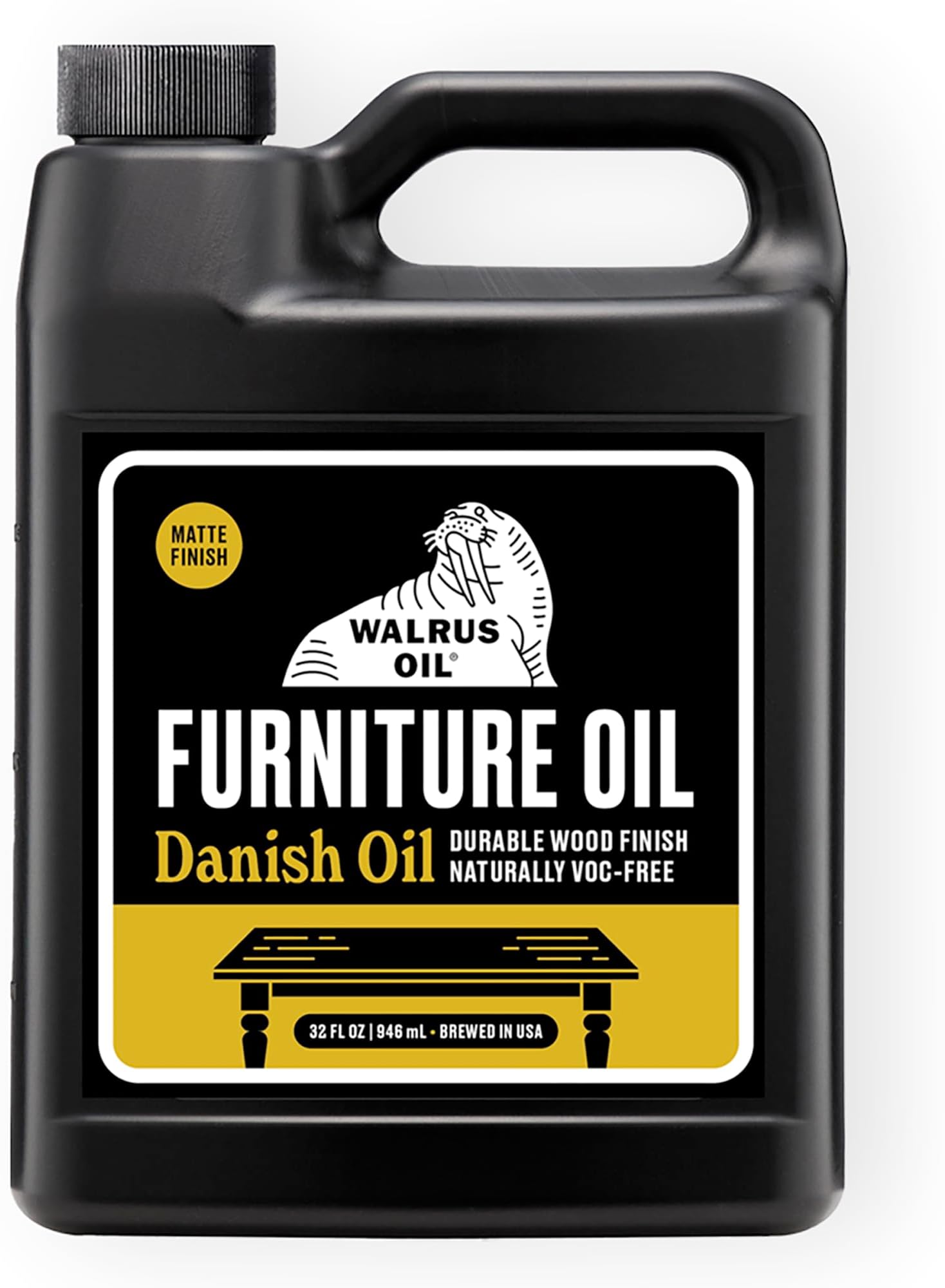 Furniture Oil, 100% Natural. Finish, Restore, and Protect Wood. VOC-Free, 32oz Jug