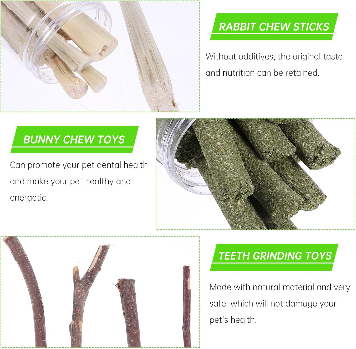 Beaupretty Pet Molar Rods Chew Sticks Natural Rabbit Snacks 370g Teeth Grinding Treats for Hamsters and Bunnies Indoor