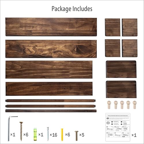 Miniatura 7 de AZSKY Estantes de guardería para pared de habitación de niños, estante de guardería con ganchos para dormitorio, estante flotante de 16 pulgadas