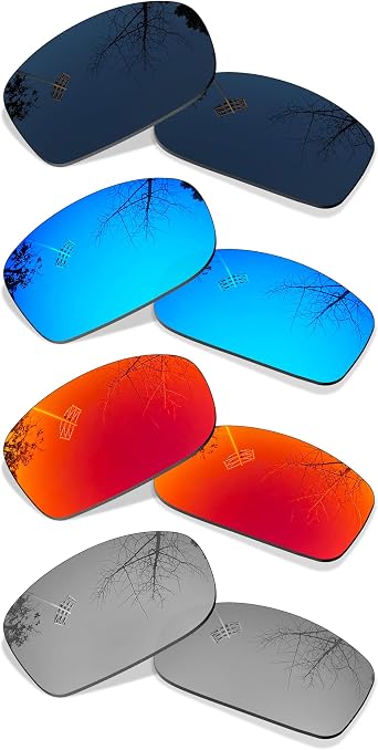 4 Pair Polarized Replacement Lenses for Oakley Si Ballistic Det Cord - Black+Blue+Silver+Red