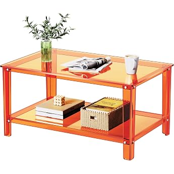 Acrylic Coffee Table Orange 80 x 50 x 40 cm