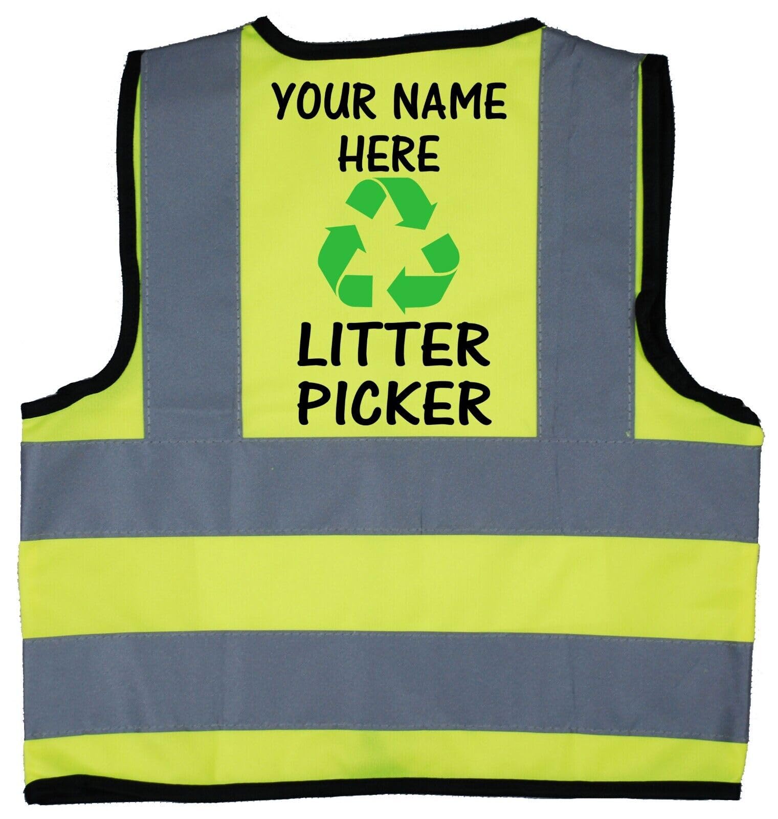 Acce Products Personalised Litter Picker Baby Toddler Children's Kids Hi Vis Safety Jacket Vest Sizes 1-2 Years Yellow Optional Text On Front