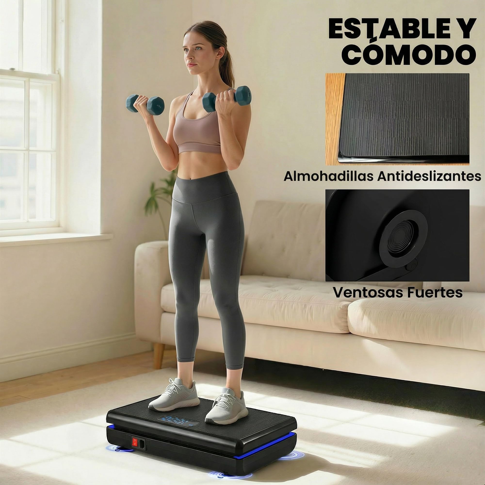 SPORTNOW Plataforma Vibratoria, 120 Velocidades, 5 Programas, Plataforma Vibración Muscular 200W con 2 Bandas Elásticas, Pantalla LED, Luz, Mando a Distancia, Carga 120 kg para Hacer Ejercicio en Casa