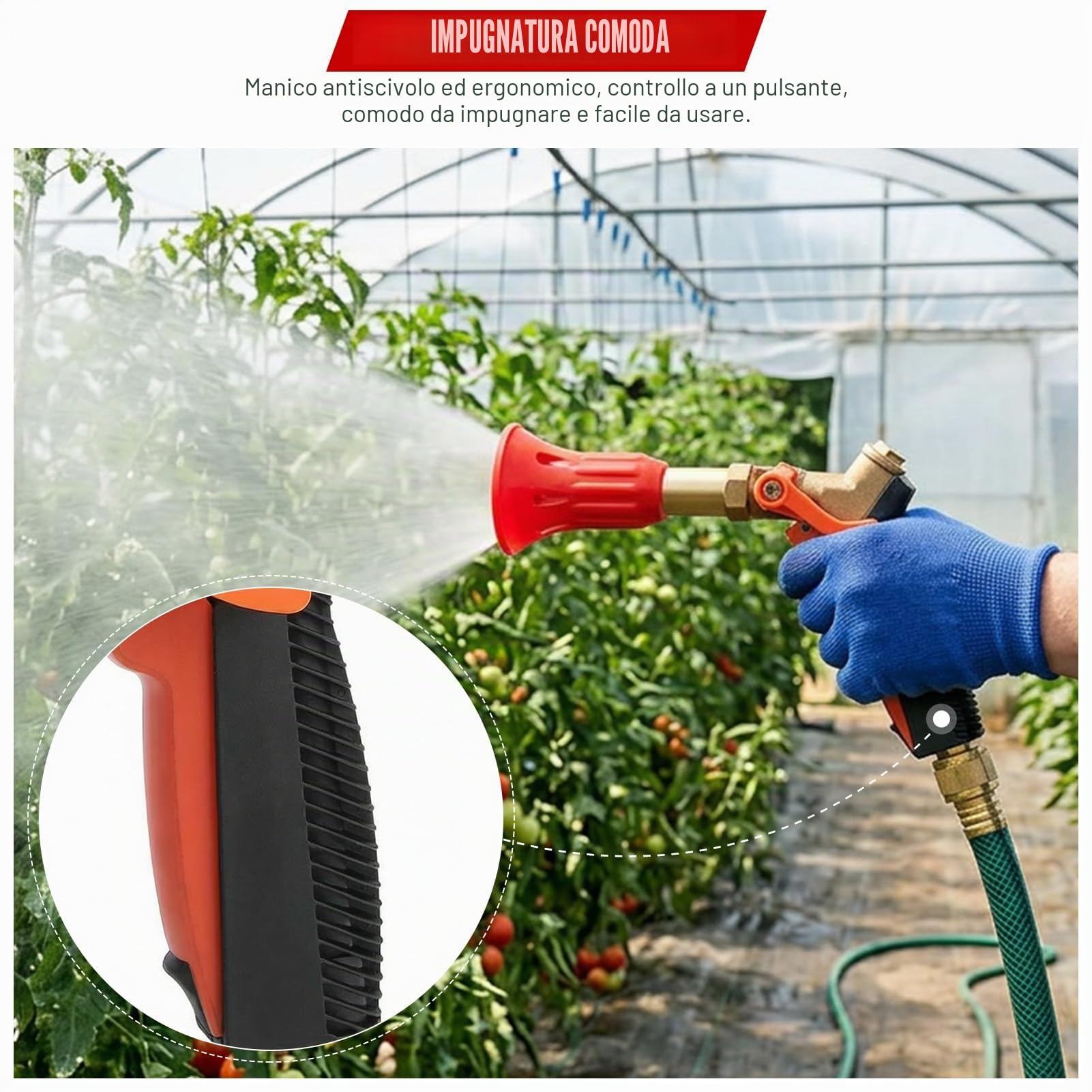 Spruzzatore per tubo da giardino, accessori da giardino, spruzzatore per tubo flessibile ad alta pressione agricolo Strumento per irrigazione a spruzzo per alberi con testa di spruzzo da giard