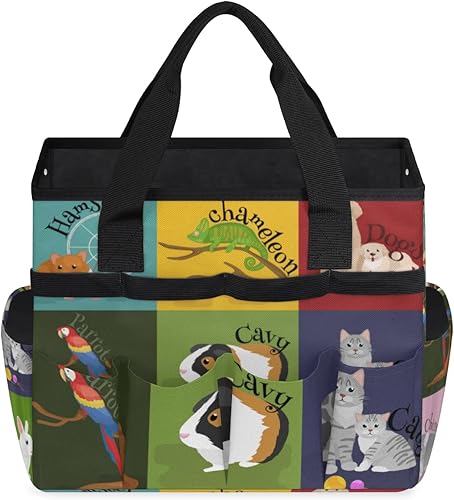 Miniatura 2 de Cute Cartoon Animals Garden Tool Tote Bag for Women Men Gardening Tool Storage Bags with 10 Pockets Standable Garden Home Tool Kits Organizer for