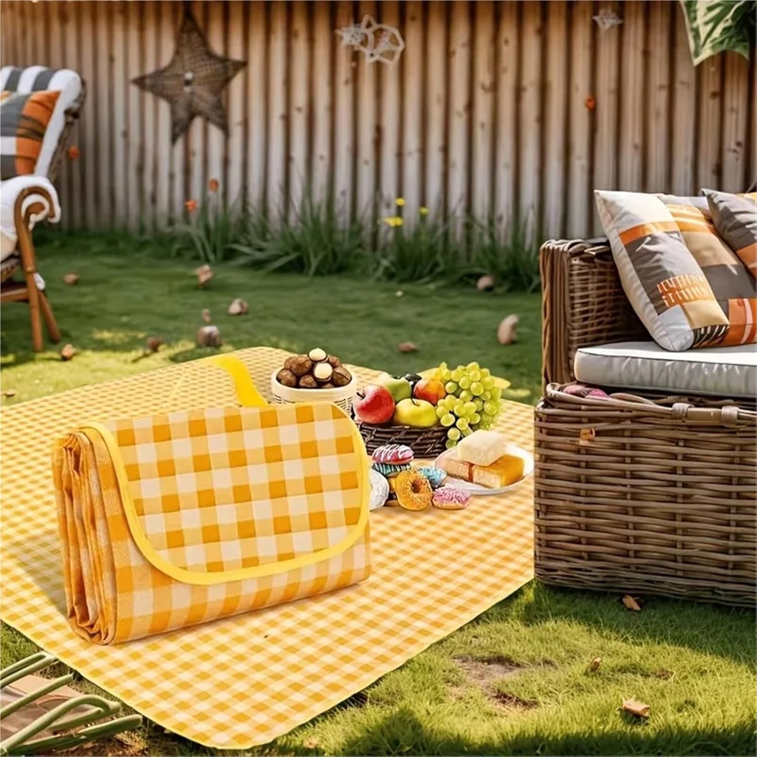 Outdoor Picnic Mat Waterproof Moisture-Proof Camping Ground Mat Thickened Picnic Blanket for Grass & Outdoor Activities(Red Grid,200-200cm)