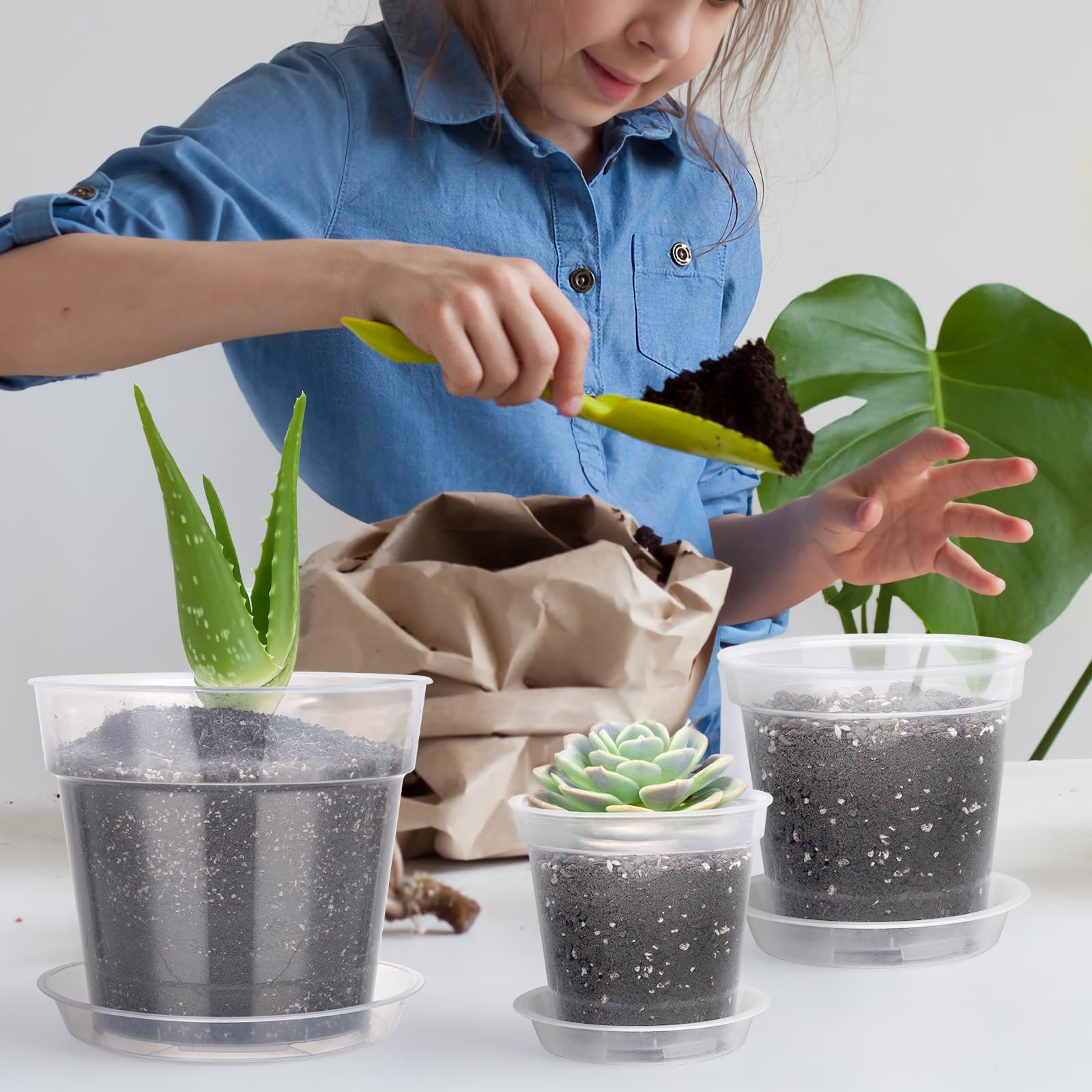 GREANER Lot de 16 grands pots à orchidée solides et robustes avec drainage en plastique transparent pour plantes de 15,2 cm, 17,2 cm, 22,4 cm, 25,4 cm, 25,4 cm, 30,5 cm