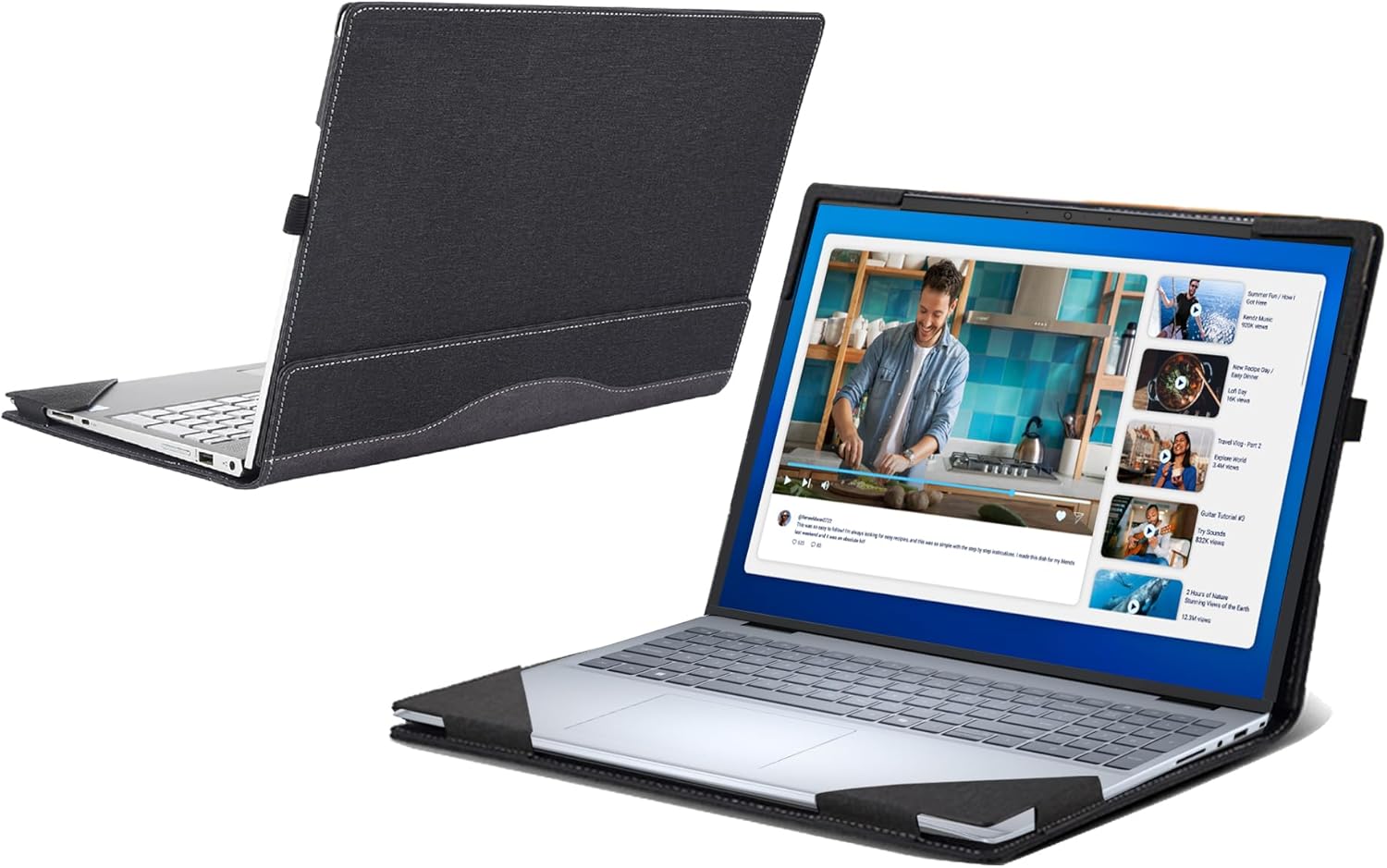 Laptop case for Dell Pro 16 Laptop PC16250 PC16255[not Compatible with Any Other Model] ，for Dell 16 Laptop DC16250 DC16251 PU Leather Inside Pocket Cove (Dark Gray)