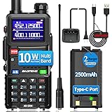 Ham Radio Baofeng Radio 5RM 10W Long Range Handheld AR-5RM Two Way Radio NOAA Weather Receiver Rechargeable Walkie Talkies Longe Range DTMF Copy Frequency 999CH with Type C Charging 2500mAh Battery