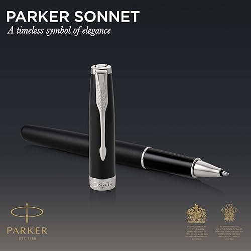Miniatura 2 de PARKER Sonnet - Bolígrafo Rollerball laca negra mate con borde de paladio tinta negra de punta fina 1931523 negro mate y cromado